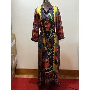 Pierre-Louis Mascia Multicolor Floral Button Front Collared Maxi Shirt Dress S